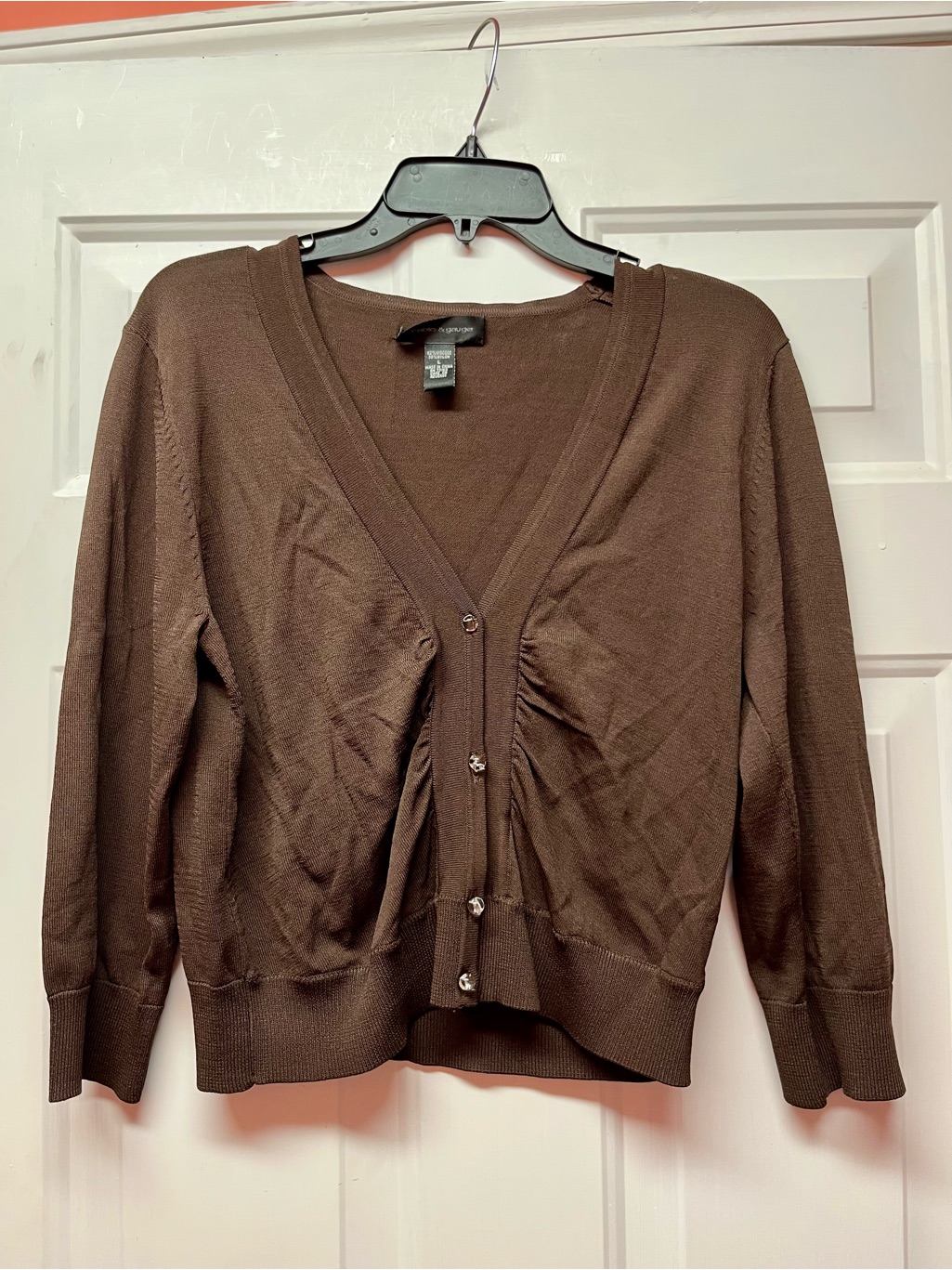 Cable & Gauge Brown V-Neck Button-Front Cardigan